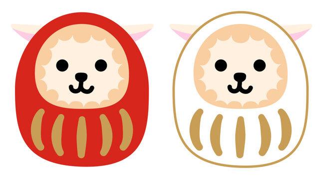 シンプルでかわいい紅白の羊だるま