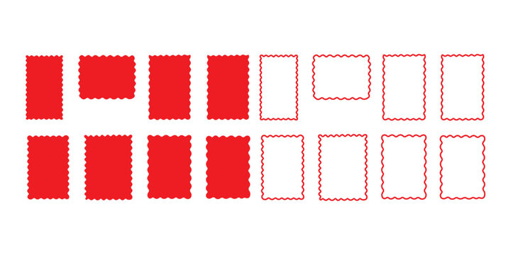 Rectangle shape frame with zigzag edge. Rectangular zigzag curved box. Decorative banners and labels set. zigzag frames,shapes, zig zag edge.