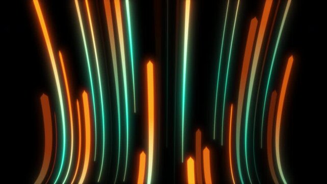 Seamless abstract animation with illuminated strands drifting through a continuous circular flow