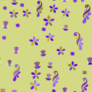 Purple and green stylized floral pattern