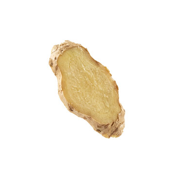 Sliced fresh ginger root presented on a transparent backdrop, ideal for culinary concepts and healthy ingredient photography isolated on transparent background