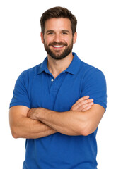 Obraz premium PNG Smiling man in blue shirt