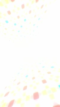 Vertical bright cyber matrix background with soft pastel light squares floating in an overexposed digital space 3D render