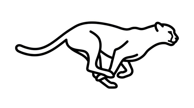 Cheetah running outline illustration vector art.