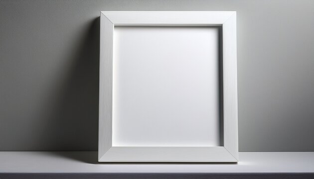 minimalist white picture frame on a tilted angle with blank space