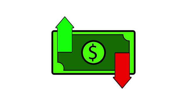 Animation A financial chart icon featuring upward and downward arrows; suitable for financial presentations, investment reports, or business growth analysis charts the concept of trading