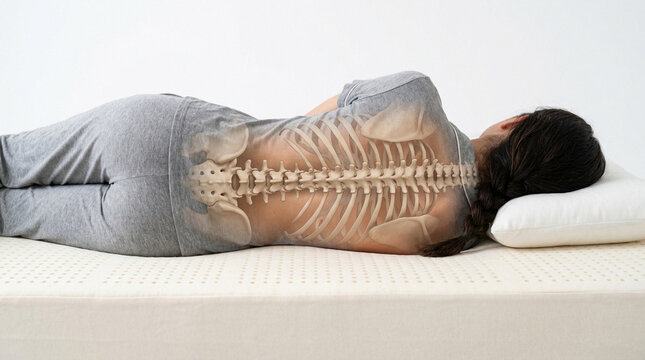 Spinal Alignment Visualization on Orthopedic Mattress