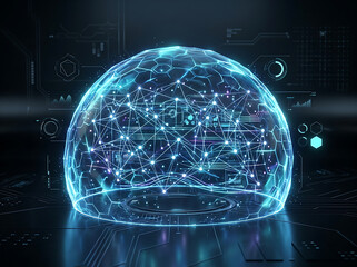 Fototapeta premium Futuristic Digital Network Globe with Connected Data and Technology