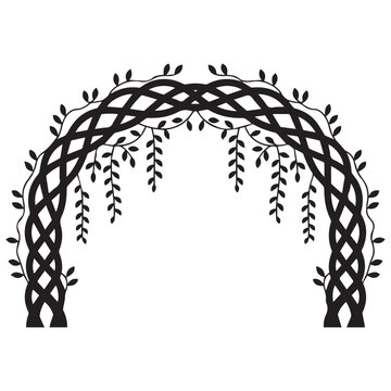 Garden arch vine willow branch wedding arbor floral icon vector illustration