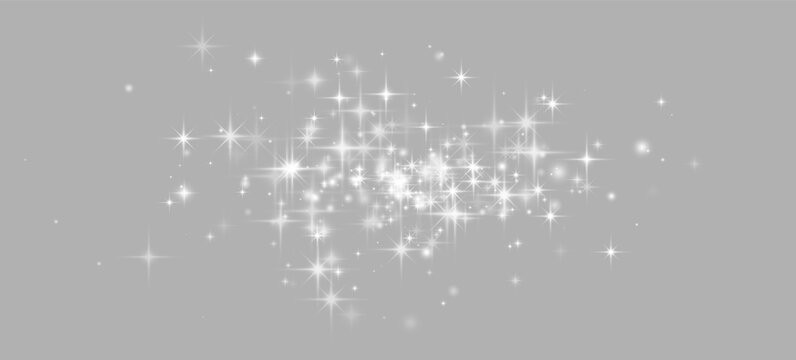 A cluster of silver sparkle lights scattered on a black background. The lights have varying intensities and starburst shapes radiating outward. This shimmering effect creates a festive and.