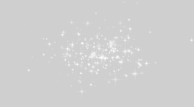 A cluster of sharp white stars shining against a black background. The stars vary in size and intensity with soft glows and bright flares. This sparkling star pattern adds a magical or.