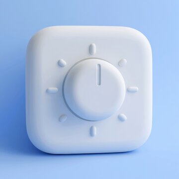 A cute thermostat dial turned to a cool setting with a simple comfort control icon. The soft clay texture adds charm.