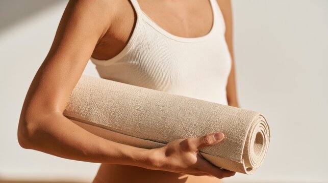 Female Yoga Instructor with Mat