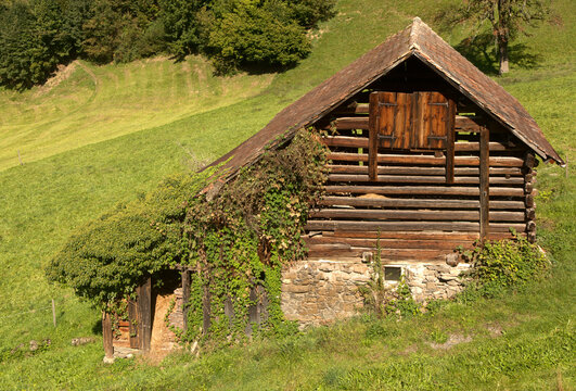 Rustic barn in Berschis, Swiss Canton of Sankt Gallen