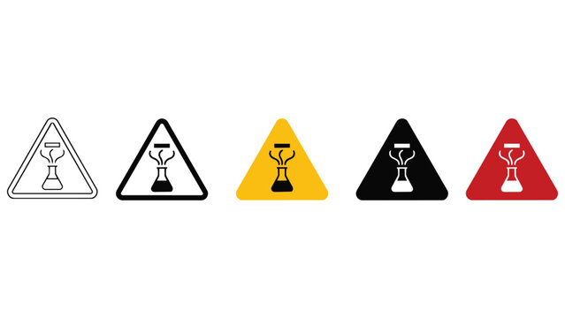 Set of industrial automatic door hazard warning signs with automatic triangle pictogram industrial mechanical protection attention workplace