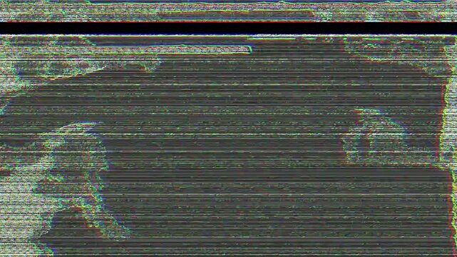 Television static and noise with distortions and glitch effects animation