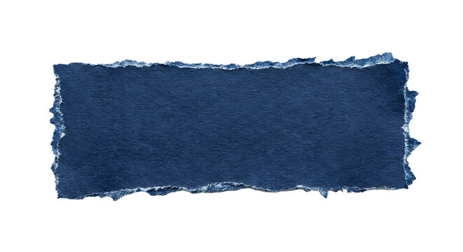Dark blue torn paper piece isolated on transparent background