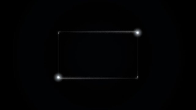 Glowing Rectangular Frame with Moving Light Points on Black Background