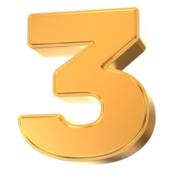 Gold 3D number three