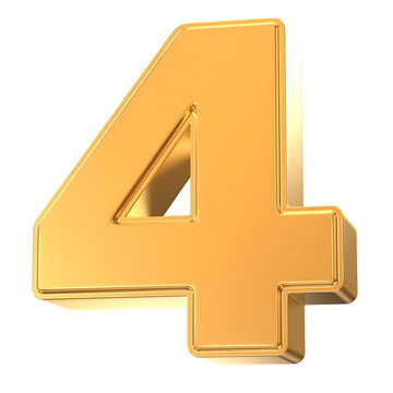 Golden 3D number four