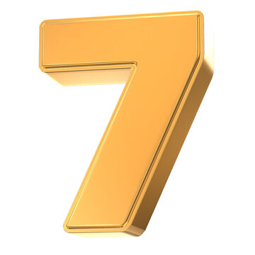 Gold 3D number seven