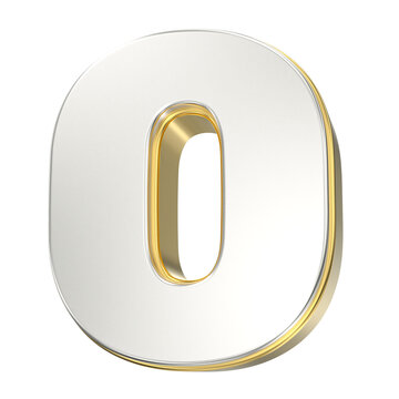 Silver and gold 3d number zero