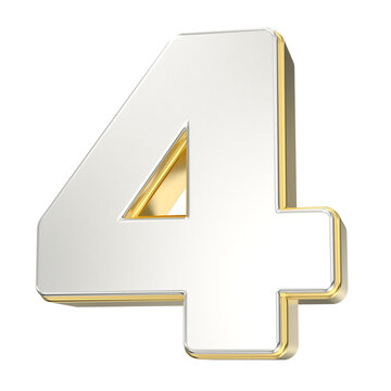 3D silver number 4 gold trim