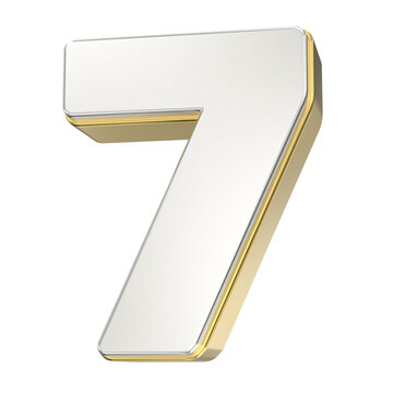 3D silver and gold number 7