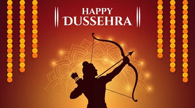 Bow and Arrow of Rama in Happy Dussehra, Navratri and Durga Puja festival of India