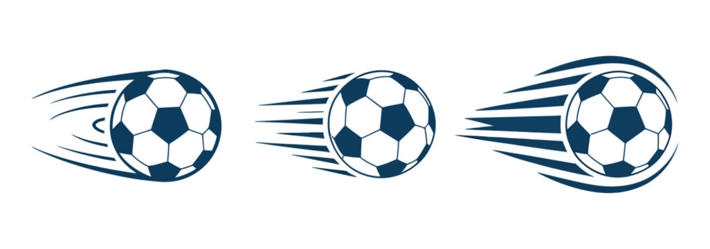 Soccer ball motion trail icons featuring hand drawn bounce and movement lines for dynamic football speed effects and sports design.