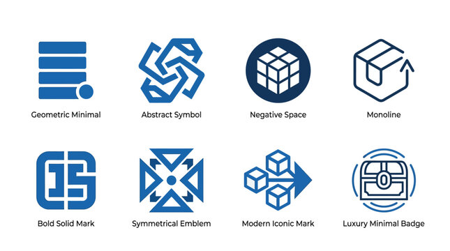 Logistics storage and isometric cube branding logos.