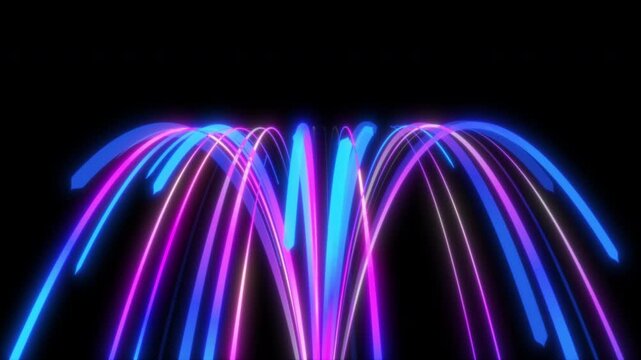 Seamless 3D abstract animation featuring glowing light trails spiraling around a central void