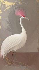 Fototapeta premium Cranes with unique features standing in a modern art style setting