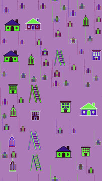 Stylized Buildings and Ladders Pattern