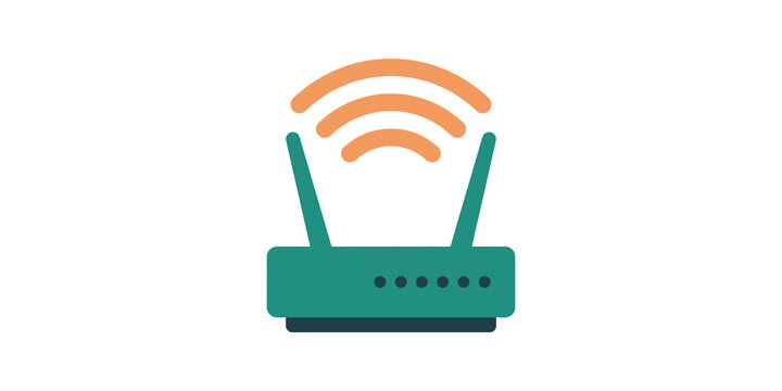 Wifi router icon with signal waves flat vector illustration.