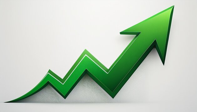 green upward arrow in zigzag chart white background