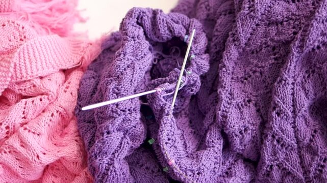 Close Up Footage of Colorful Knitting