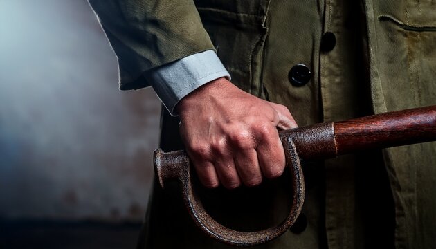 close up of hand with truncheon