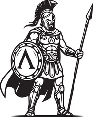 Fototapeta premium Ares Greek god of war standing in Spartan armor vector illustration isolated