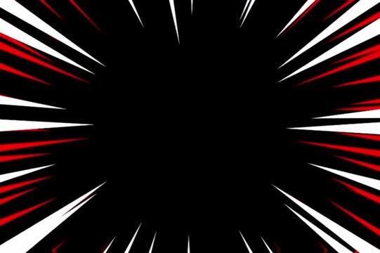 Red and White Anime Radial Speed Lines on Black Background