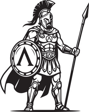 Ares Greek god of war standing in Spartan armor vector illustration isolated
