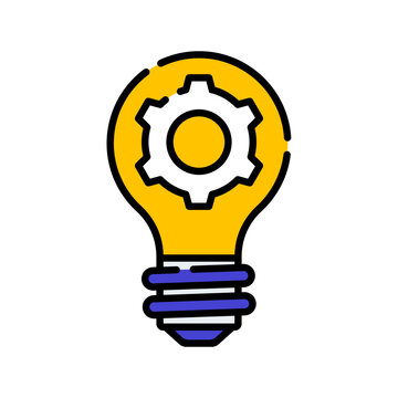 Idea bulb with settings gear symbol for technology and problem solving