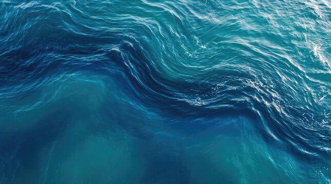 Waves crash against each other in a deep blue ocean. The water moves with a dynamic, swirling motion, creating a sense of power and energy.