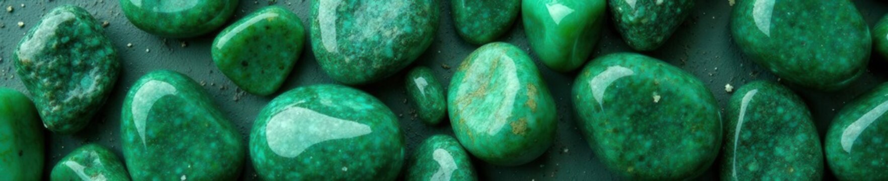 Green aventurine stones, fine-grained texture  Ornamental pebbles , alternative medicine, folk medicine