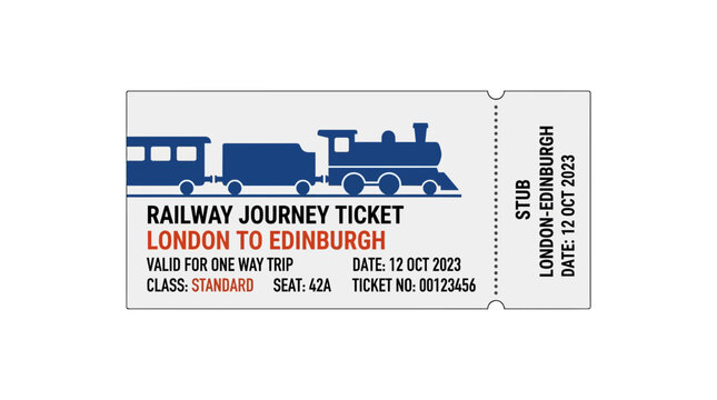 Vintage Railway Ticket London to Edinburgh, Isolated