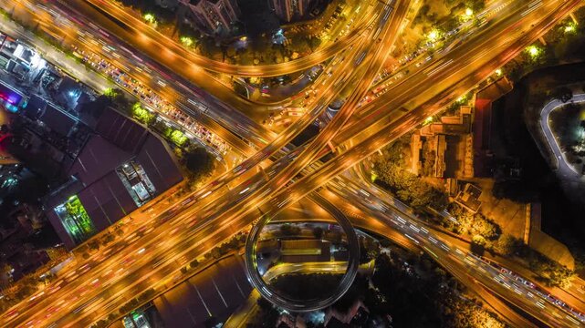 Timelapse of urban road interchange and traffic in Guangzhou, China