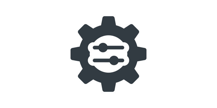 Gear settings icon with slider control for software configuration system.