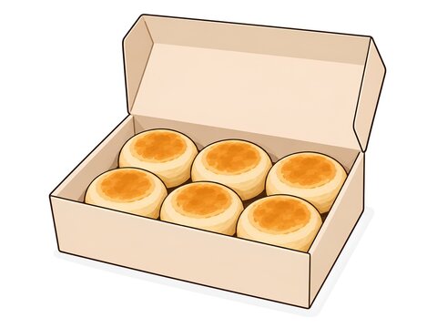 Indonesian Bakpia Pathok Sweet Pastry Rolls in Box Packaging Vector Illustration Isolated on White Background