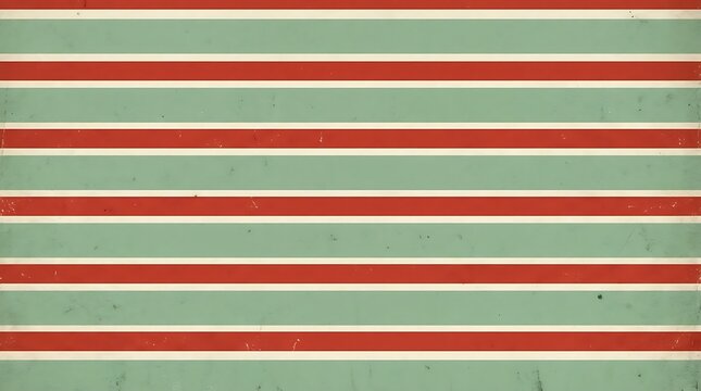 Vintage style background with horizontal stripes in muted red and sage green colors with a subtle distressed texture