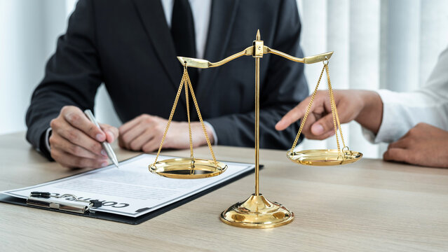 Male lawyer and Businesswoman working consulting and negotiation